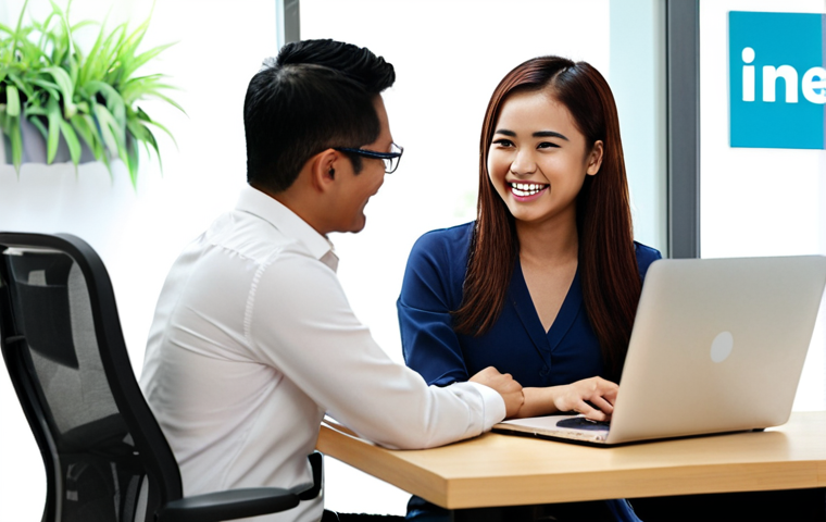 **

A young Malay woman confidently negotiating her salary with a smiling (but professional) HR manager in a modern office setting. She is referencing salary data on her laptop from JobStreet, LinkedIn and Glassdoor. The scene emphasizes her preparation and knowledge of market rates for a "Koordinator Kesejahteraan" (Wellness Coordinator) position. The background shows a bright and modern office.

**