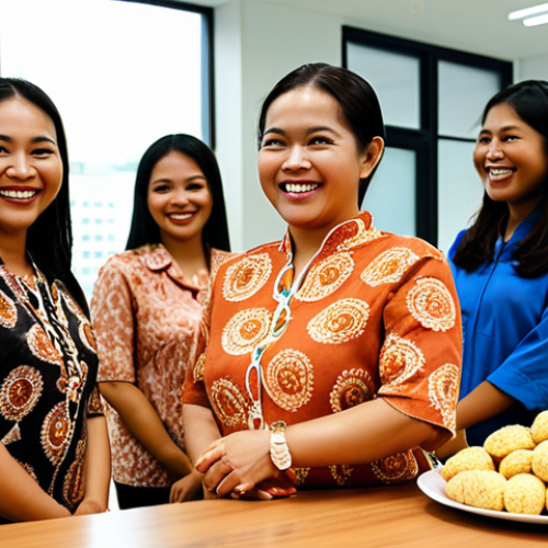 A Wellness Coordinator in Action**

"A diverse group of Malaysian office workers enthusiastically participating in a team-building exercise led by a smiling, approachable Wellness Coordinator (wearing batik). The background shows a modern office space with healthy snacks readily available. Focus on positive energy and inclusiveness, highlighting the coordinator's role in promoting workplace well-being. Malaysian Ringgit notes are subtly included on a table to represent financial well-being."

**