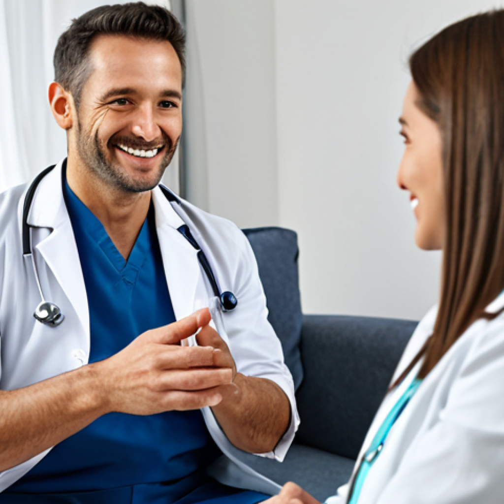 Telehealth Consultation**

"A doctor in a fully clothed, professional white coat, smiling and engaging in a video call with a female patient in her modest home. The background shows a comfortable living room setting. The scene should be brightly lit and convey trust and accessibility. safe for work, appropriate content, fully clothed, professional, perfect anatomy, correct proportions, natural pose, well-formed hands, proper finger count, natural body proportions, high quality."

**