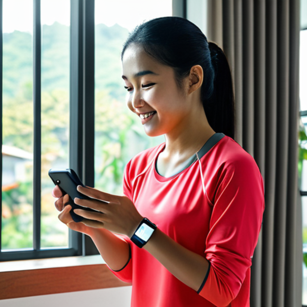 Personalized Wellness Tech**

"A friendly Malay woman, fully clothed in modest, comfortable sportswear, using a fitness tracker and interacting with a personalized wellness app on her smartphone in a bright, modern Malaysian home. Sunlight streams through the window. The app displays encouraging messages and personalized workout suggestions. Focus on her positive expression and the clean, user-friendly interface of the app. Appropriate content, safe for work, professional, perfect anatomy, natural proportions, well-formed hands, proper finger count."

**