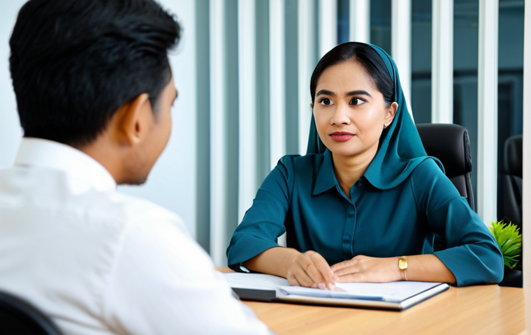 **

A kind, fully clothed wellbeing coordinator listening attentively to a colleague in a modern, bright office in Kuala Lumpur. The coordinator is displaying empathy through their body language and facial expression. The colleague is dressed in modest, appropriate attire. Safe for work, professional environment, showcasing excellent communication skills, perfect anatomy, natural proportions.

**